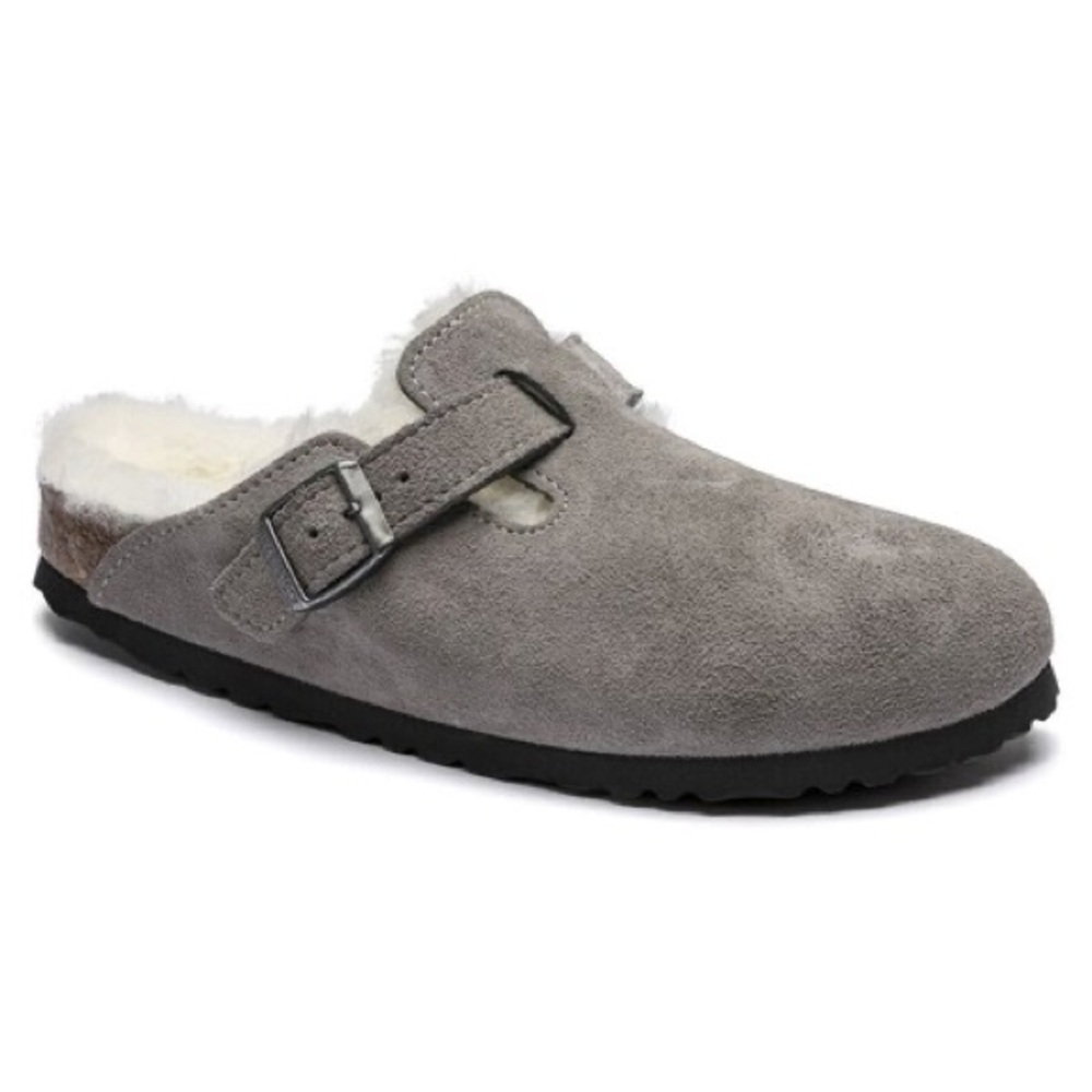 Birkenstock Suede Boston Clog with Shearling Lining